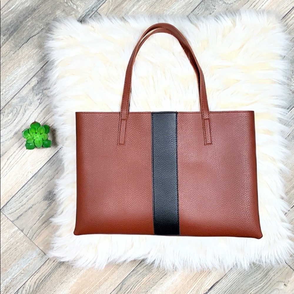 Vince Camuto Large Leather Tote with Pocket Slip
